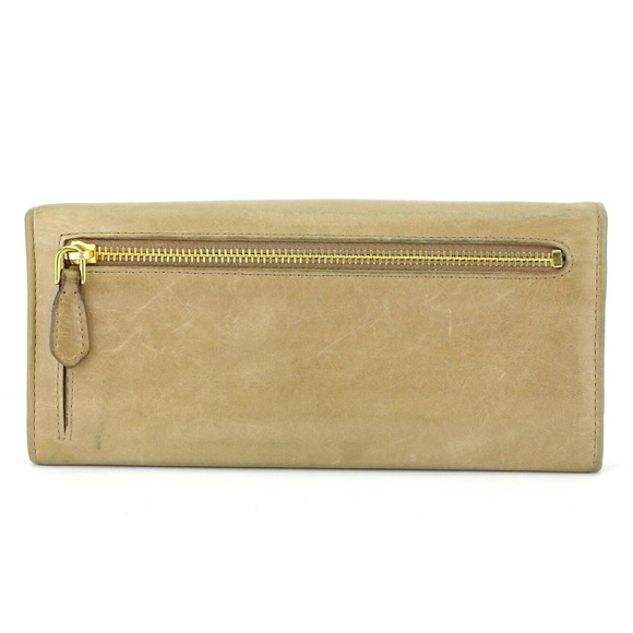 Prada ribbon Wallet long beige leather - Picture 1 of 6